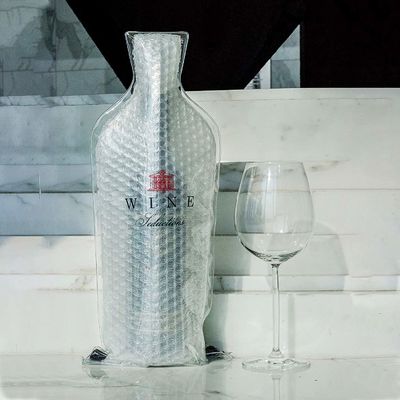 Συνήθεια 48x18CM διπλή  πλαστική προστατευτική άσπρη τσάντα ταξιδιού αεροφυσαλίδων κρασιού