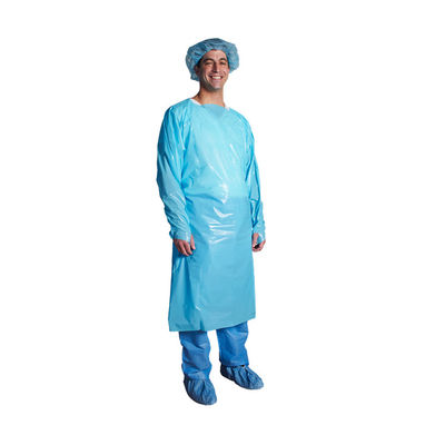Μιάς χρήσεως χειρουργικές εσθήτες CBE ποδιών μπλε πλαστικές υπομονετικές με τα μακριά μανίκια
