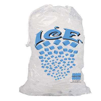 Διαφανείς LDPE επαναχρησιμοποιήσιμες τσάντες αποθήκευσης κύβων πάγου με Drawstring