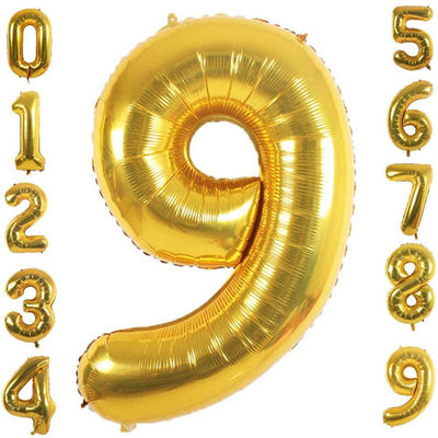 Χρυσό φύλλο αλουμινίου αργιλίου αριθμός 0-9 μπαλόνια για τη διακόσμηση γάμου και κόμματος