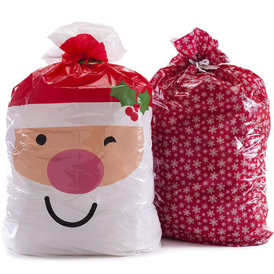Φιλικές μεγάλες πλαστικές τσάντες δώρων Χριστουγέννων Eco με την άσπρη Snowflake τυπωμένη ύλη