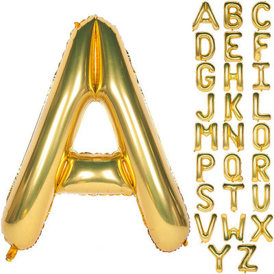 Χρυσά μπαλόνια επιστολών αλφάβητου Mylar φύλλων αλουμινίου ηλίου για τη διακόσμηση γαμήλιας γιορτής γενεθλίων